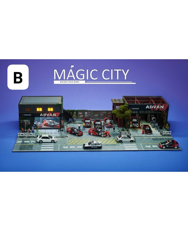 (預訂 Pre-order) Magic City 1/64 場景 110046 ADVAN展廳&修理廠