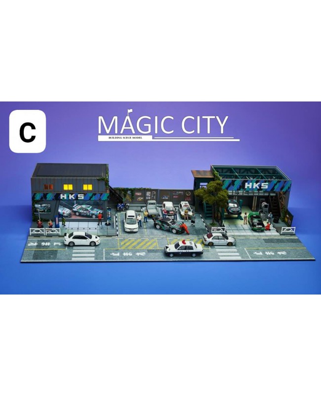 (預訂 Pre-order) Magic City 1/64 場景 110047 HKS展廳&修理廠