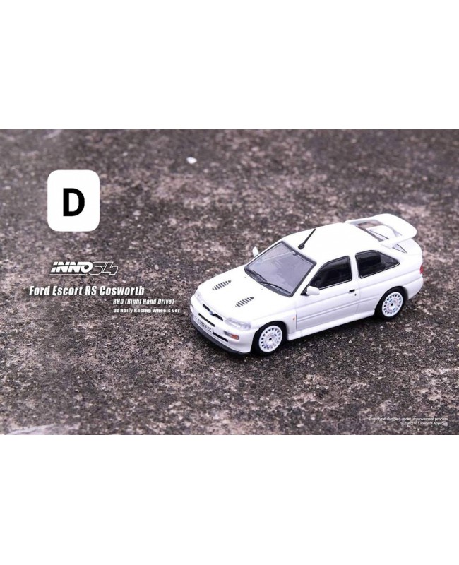 (預訂 Pre-order) INNO64 1/64 IN64-FERS-WHIRHDOZ FORD ESCORT RS COSWORTH White RHD With OZ Rally Racing Wheels (Diecast car model)