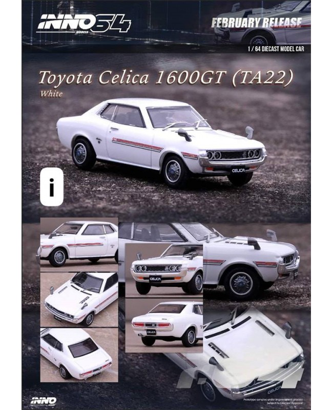 (預訂 Pre-order) INNO64 1/64 IN64-1600GT-WHI TOYOTA CELICA 1600GT (TA22) White (Diecast car model)