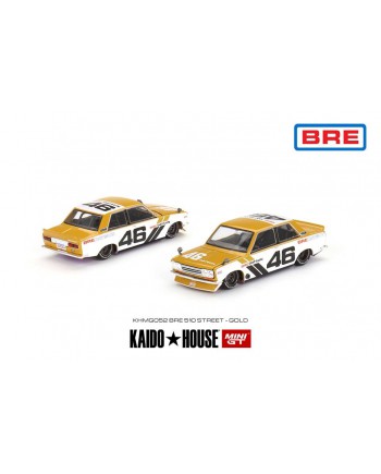 (預訂 Pre-order) Kaido House + MINIGT (Diecast car model) KHMG052 - Datsun Kaido 510 Pro Street BRE510 Gold LHD