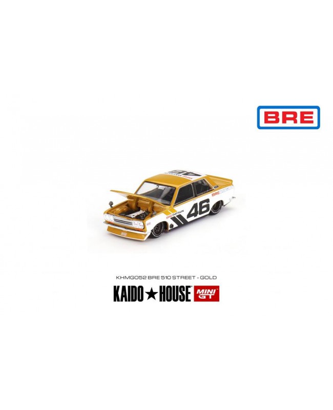 (預訂 Pre-order) Kaido House + MINIGT (Diecast car model) KHMG052 - Datsun Kaido 510 Pro Street BRE510 Gold LHD