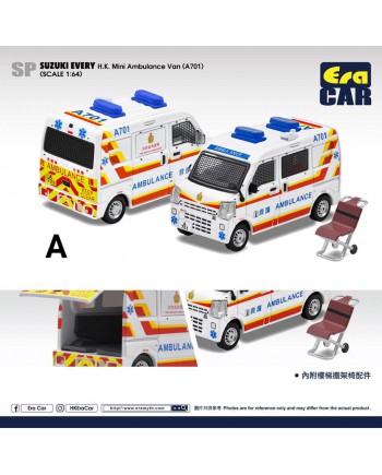 (預訂 Pre-order) Era Car Model 1/64 (Diecast car model) SU23EVESP173 SP Suzuki Every - H.K. Mini Ambulance Van (A701)