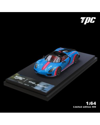 (預訂 Pre-order) TPC 1/64 Porsche 918 Spyder 藍色拉花 (碳纖維車頂) 普通版 (Diecast car model)