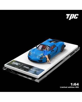 (預訂 Pre-order) TPC 1/64 Porsche 918 Spyder 藍色+人偶 (藍色車頂) 人偶版 (Diecast car model)