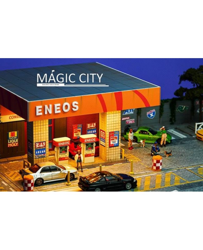 (預訂 Pre-order) Magic City 1/64 Gas Station & Showroom Scene (110053 Japanese ENEOS Gas Station & Used Car Showroom)