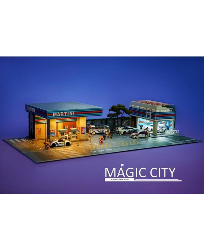 (預訂 Pre-order) Magic City 1/64 Gas Station & Showroom Scene (110050 MARTINI)