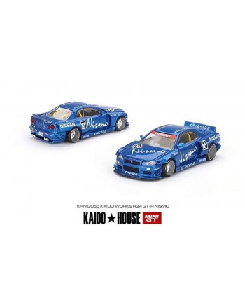 (預訂 Pre-order) Mini GT x Kaido House KHMG055 - Nissan Skyline GT-R (R34) Kaido Works Blue RHD (Diecast car model)