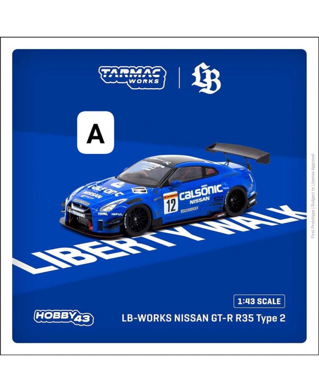 (預訂 Pre-order) Tarmac 1/43 T43-019-CAL - LB-Works Nissan GT-R R35 Type 2 Calsonic (Diecast car model)