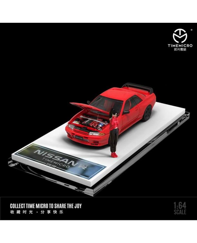 (預訂 Pre-order) TimeMicro 1:64 Nissan Gtr32 開蓋限量版 (Diecast car model) 金屬紅-人偶版
