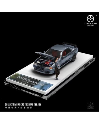 (預訂 Pre-order) TimeMicro 1:64 Nissan Gtr32 開蓋限量版 (Diecast car model) 金屬銀-人偶版