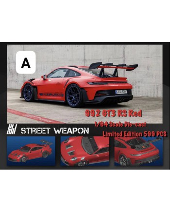 (預訂 Pre-order) Street Weapon 1/64 992 GT3 RS (Diecast car model) 限量599台 Red