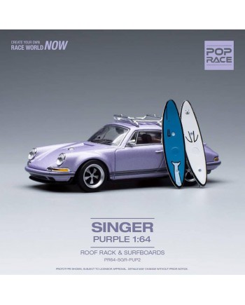 (預訂 Pre-order) Pop Race 1/64 Singer 964 Purple with Roof Rack and 02 Surfboards PR64-SGR-PUP2 (Diecast car model)