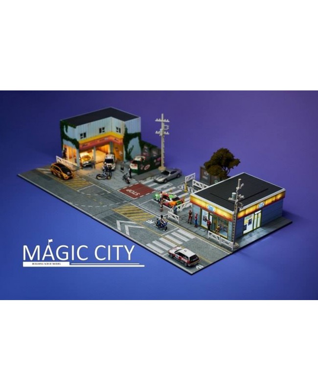 (預訂 Pre-order) Magic City Model 1/64 Japanese Repair Shop 110055/Japanese Honda JS garage & MINISTOP scene.
