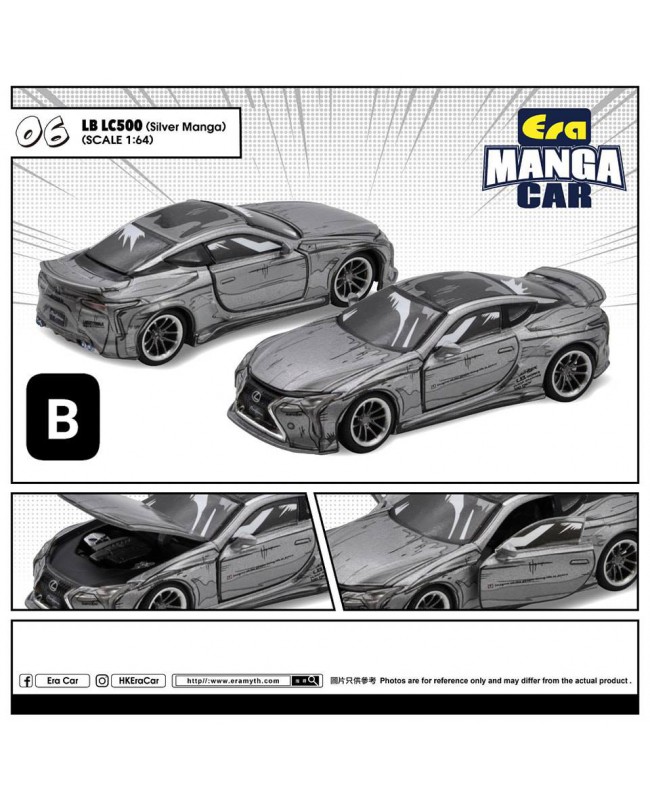 (預訂 Pre-order) ERA CAR 1/64 LB LC500 MANGA (Diecast car model) ME006 06 LB LC500 Silver Manga