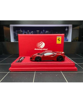 (預訂 Pre-order) Rotating wheel 1/64  Ferrari 488 pista (Resin car model) 限量399台 火山紅硬頂 (白色拉花 )