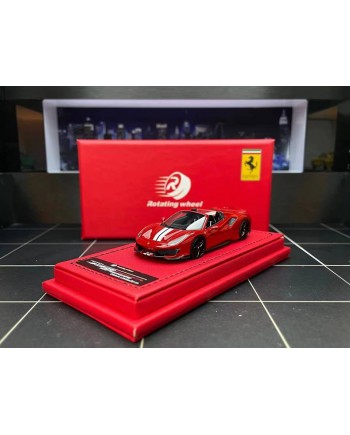 (預訂 Pre-order) Rotating wheel 1/64  Ferrari 488 pista (Resin car model) 限量399台 火山紅敞篷 (白色拉花 )
