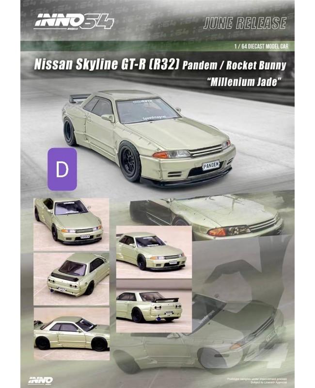 (預訂 Pre-order) Inno64 NISSAN SKYLINE GT-R (R32) PANDEM ROCKET BUNNY Millennium Jade 碧玉綠 IN64-R32P-MJADE (Diecast car model)
