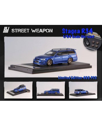 (預訂 Pre-order) Street Weapon 1:64 Nissan Stagea R34 (Diecast car model) 限量499台 金屬藍色