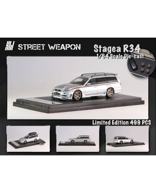 (預訂 Pre-order) Street Weapon 1:64 Nissan Stagea R34 (Diecast car model) 限量499台 銀色