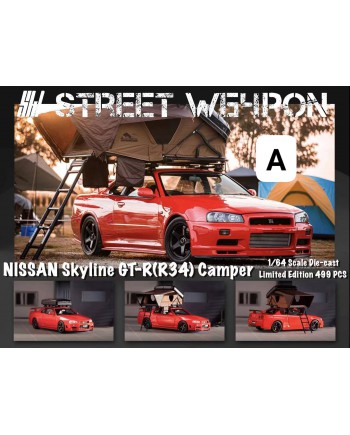 (預訂 Pre-order) SW 1:64 NISSAN Skyline GT-R (R34) (Diecast car model) Camper 紅色露營車 (限量499) 搭配帳篷套件，可實現兩種形態