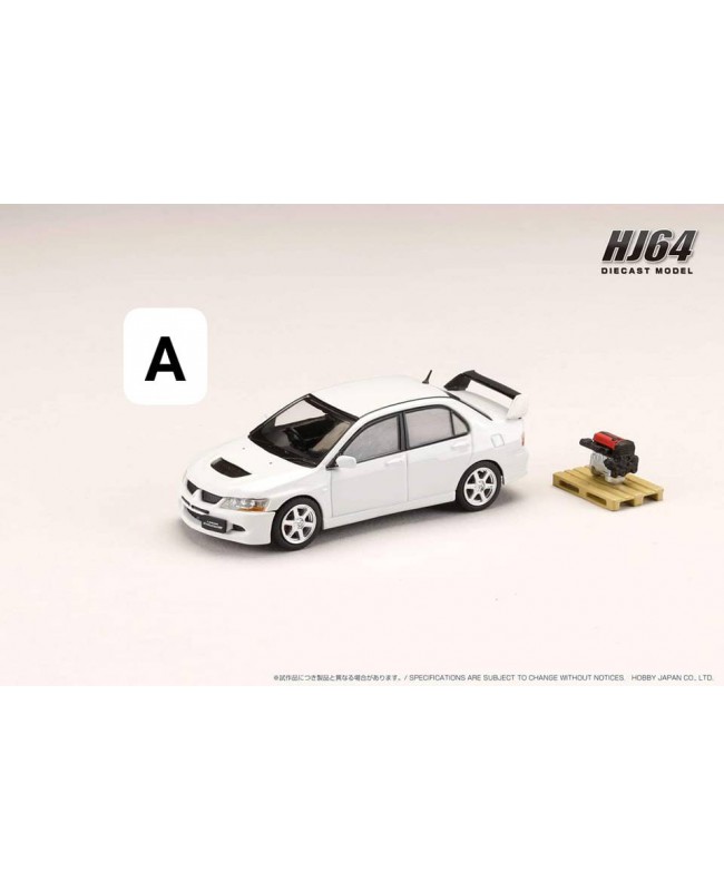 (預訂 Pre-order) HobbyJAPAN 1/64 MITSUBISHI LANCER GSR EVOLUTION 8 with Engine Display Model HJ643054W  :  WHITE SOLID (Diecast car model)