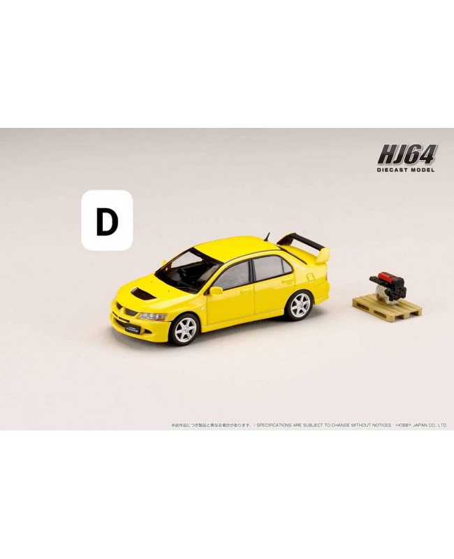 (預訂 Pre-order) HobbyJAPAN 1/64 MITSUBISHI LANCER GSR EVOLUTION 8 with Engine Display Model HJ643054Y   :  YELLOW SOLID (Diecast car model)