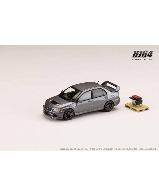 (預訂 Pre-order) HobbyJAPAN 1/64 MITSUBISHI LANCER GSR EVOLUTION 9 MR with Engine Display Mode HJ647054MP :  MEDIUM PURPLISH GRAY MICA (Diecast car model)