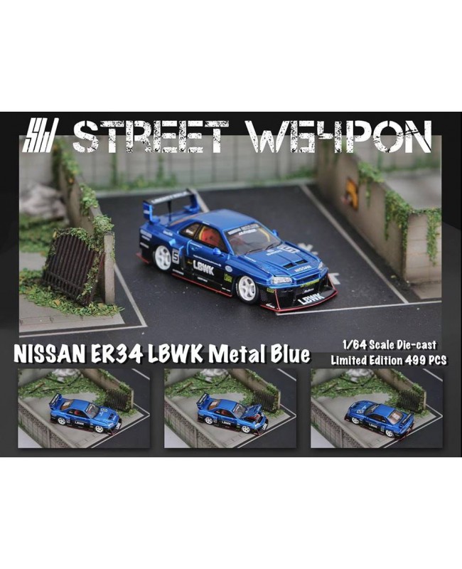 (預訂 Pre-order) SW 1/64 LBWK ER34 Metallic Blue (Diecast car model) 限量499台