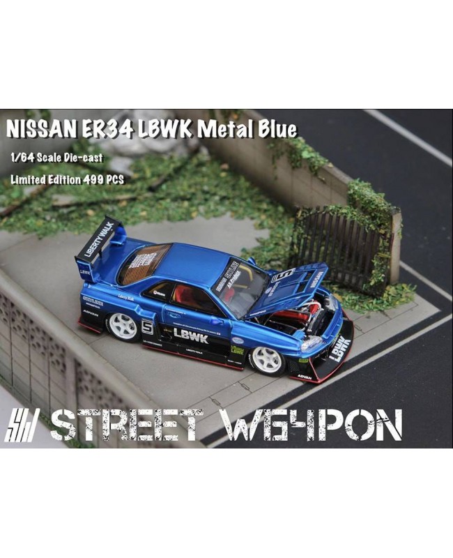 (預訂 Pre-order) SW 1/64 LBWK ER34 Metallic Blue (Diecast car model) 限量499台