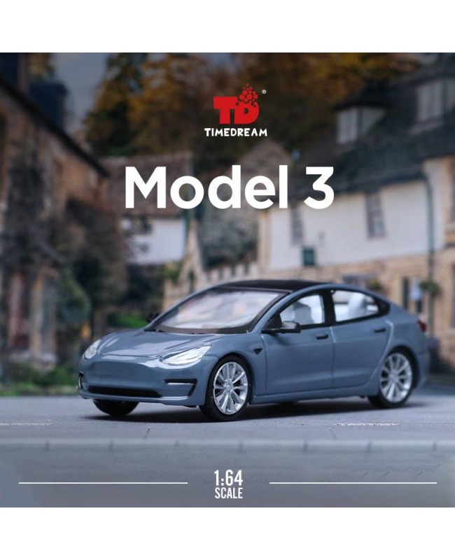 (預訂 Pre-order) TimeDream 1/64 Tesla Model 3 水泥灰 (Diecast car model)