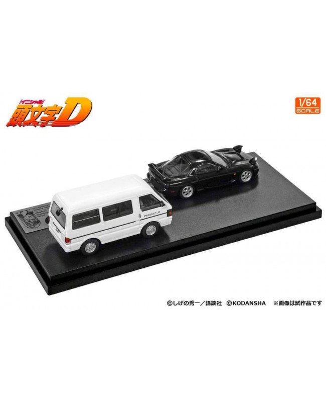 (預訂 Pre-order) Hi-story 1/64 Vol. 13 Proiect D Support Van white  & Kyoko lwase Mazda RX7 black (Diecast car model)