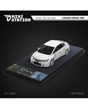 (預訂 Pre-order) Mini Station 1/64 Honda Civic FD2 (Diecast car model) 限量499台 白色白輪