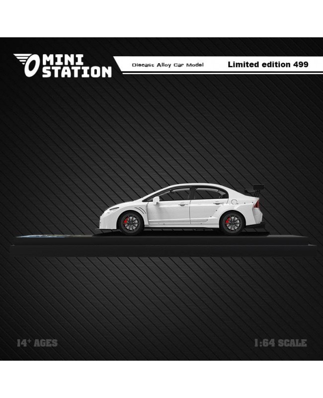 (預訂 Pre-order) Mini Station 1/64 Honda Civic FD2 (Diecast car model) 限量499台 白色碳蓋黑輪
