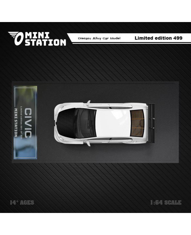 (預訂 Pre-order) Mini Station 1/64 Honda Civic FD2 (Diecast car model) 限量499台 白色碳蓋黑輪