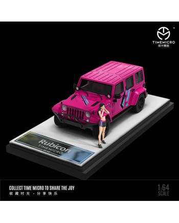 (預訂 Pre-order) TimeMicro 1/64 Jeep Rubicon (Diecast car model) 沙灘粉 人偶版