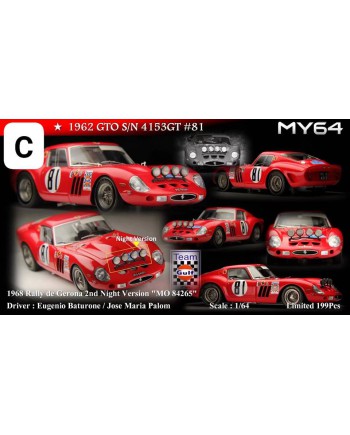 (預訂 Pre-order) MY64 1/64 250 GTO (Resin car model) 限量199台 S/N 4153GT RED #81