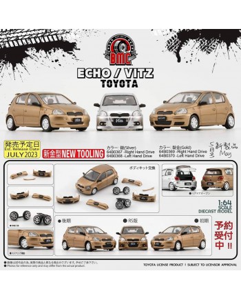 (預訂 Pre-order) BM Creations 1/64 64B0367 Toyota 1998 Echo / Vitz 5 doors Silver (RHD) (Diecast car model)