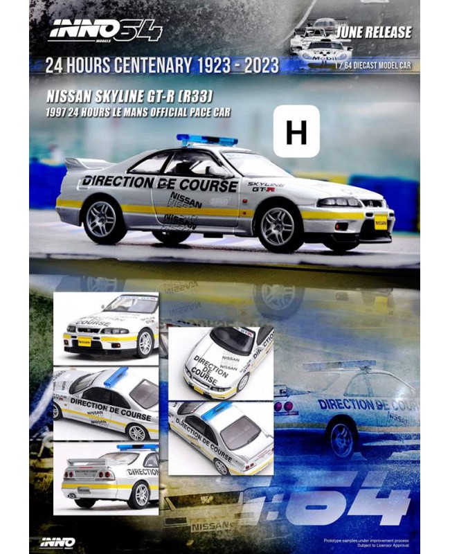 (預訂 Pre-order) INNO64 1/64 NISSAN SKYLINE GT-R (R33) 24 Hours Le Mans Offical Pace Car 1997 IN64-R33-LMPC (Diecast car model)