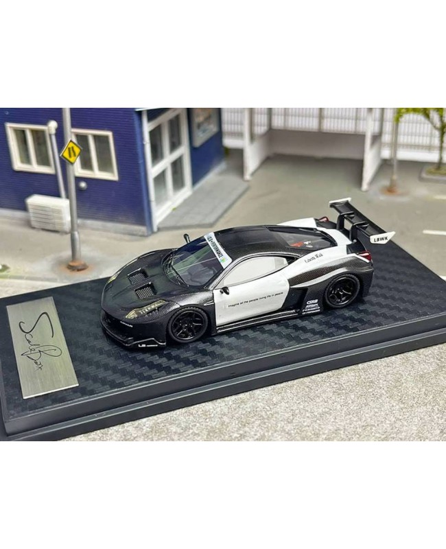 (預訂 Pre-order) SB 1:64 Silhouette Works458 GT LB寬體改裝版 (Resin car model) Black Carbon 黑碳纖 - White 白色