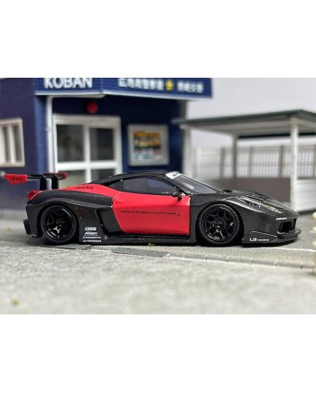 (預訂 Pre-order) SB 1:64 Silhouette Works458 GT LB寬體改裝版 (Resin car model) Black Carbon 黑碳纖 - Red 紅色