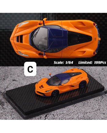 (預訂 Pre-order) DMH &GOD'WEALTH 1/64 La Ferrari (Resin car model) GW64001C 橙藍碳 (限量199台)