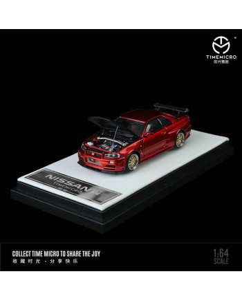 (預訂 Pre-order) TimeMicro 1/64 Nissan GTR R34 (Diecast car model) 透明紅碳蓋 普通版