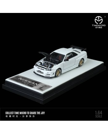 (預訂 Pre-order) TimeMicro 1/64 Nissan GTR R34 (Diecast car model) 白色碳蓋 普通版