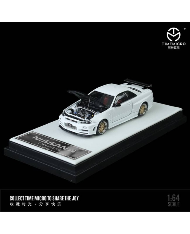 (預訂 Pre-order) TimeMicro 1/64 Nissan GTR R34 (Diecast car model) 白色碳蓋 普通版