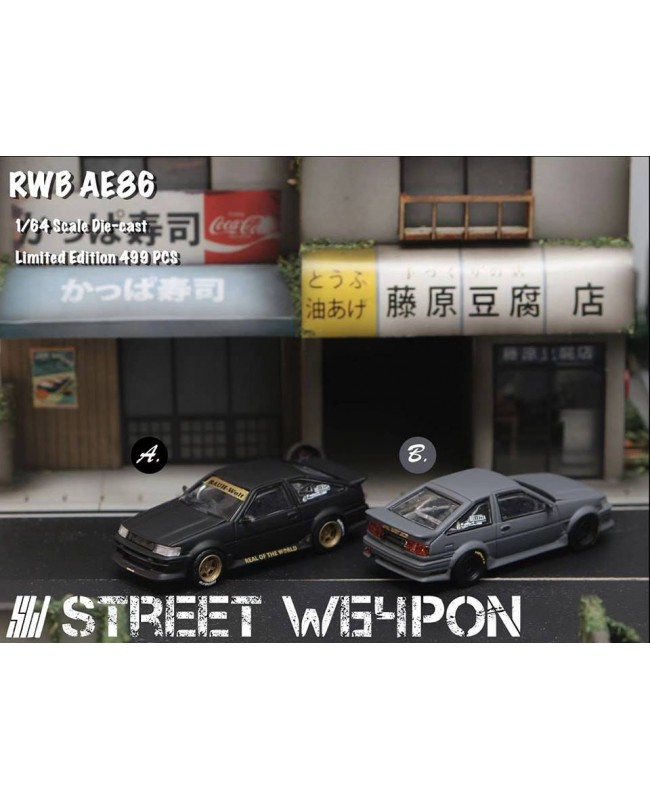(預訂 Pre-order) Street Weapon SW 1:64 RWB AE86 (Diecast car model) 限量500台 Matt Black