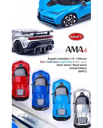 (預訂 Pre-order) AMA64 1:64 Centodieci 110 法國品牌 110週年紀念版 (Resin car model) 限量399台 淡藍 銀輪