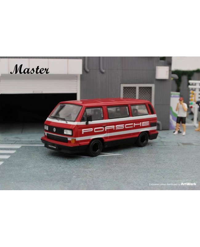 (預訂 Pre-order) Master 1/64 VW Type 2 Van T3 Carrera Bus B32 (Diecast car model) Red Porsche Team