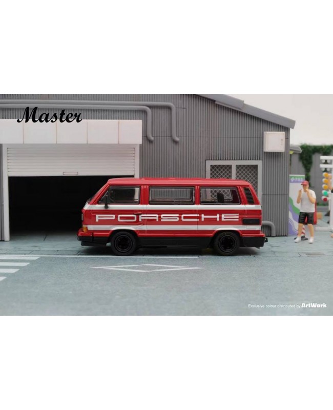 (預訂 Pre-order) Master 1/64 VW Type 2 Van T3 Carrera Bus B32 (Diecast car model) Red Porsche Team