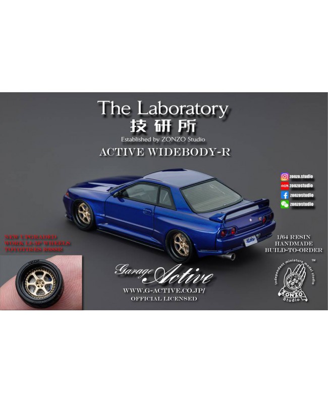 (預訂 Pre-order) The Laboratory 1/64  Active-Widebody R32 (Resin car model) 限量499台 Metallic blue (碳纖維前脣、側裙)